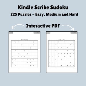 225 Sudoku Puzzles for Kindle Scribe | Easy Medium Hard Mix | Volume 1 | Interactive Puzzle | Perfect for Remarkable 2 | With Hyperlinks