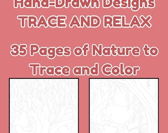 Nature Tracing Book, 30 Pages of Landscapes for Adults, Relaxation Creativity, Printable Digital PDF