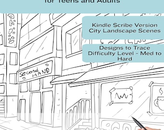 Tracing Book for Drawing Practice | Mindfulness City Scapes, Adults, Kindle Scribe, iPad, E-ink