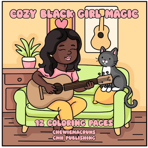 Cozy Girl Coloring Book, 12 Hand-Drawn Pages Relaxing Moments Printable PDF, Self-Care Aesthetic Gift