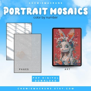 Color by Number Mosaics for Adults | Beautiful Pixel Tile Art Printable PDF | 10 Pages Creative Mindful Coloring Fun | Digital Printable PDF