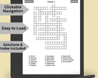 80 Fill-In Word Puzzles for Kindle Scribe | Interactive Word Puzzles Digital PDF | Perfect for Remarkable 2 | Hyperlinks Instant Download