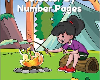 Camping Color by Numbers for Kids: Printable Fun Learning Activity Book (PDF Digital Download)
