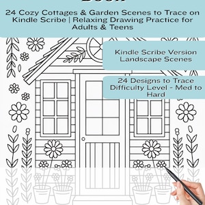 Cottagecore Tracing Book, 24 Cottage And Garden Scenes For Kindle Scribe Digital Download