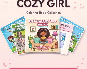 Paquete de libros para colorear "Relajante y acogedor para niñas" / 147 archivos PDF digitales imprimibles para relajación y autocuidado
