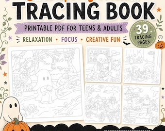 Halloween Tracing Pages for Teens & Adults, Spooky Friends PDF
