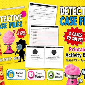 Printable Mystery Game for Kids Age 9 - 13, 3 Detective Crime Case File, Missing Item Investigations, Group Party Activity