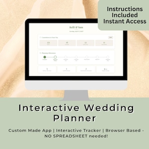 Interactive Wedding Planner App | Digital Browser Planning Tracker Tool | Guest List, Seating Chart, Budget, Vendors, Timeline & Countdown