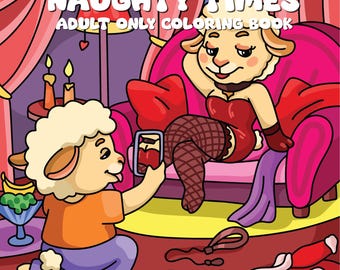 Naughty Times Adult Coloring Book (Digital PDF), 30 Hand-Drawn Pages for Grown-Ups