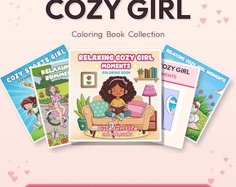 Pacote de livros de colorir relaxantes e aconchegantes para meninas | 147 PDFs digitais imprimíveis para relaxamento e autocuidado