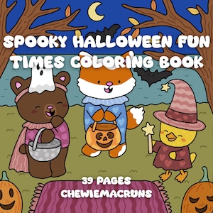 Halloween Coloring Book for Adults & Teens | 39 Printable Fun Spooky Animal Pages | Digital PDF for Tablet Coloring | Instant Download Fun