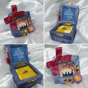 Disneys "Rapunzel" inspired Engagement Ring Box with Quote inside: "All at once.. Everything looks different.. Now that I see you".