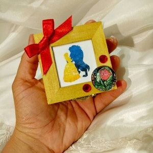 Disneys Beauty and the Beast inspired Engagement Ring Box with Quote from the movie inside 3X3 inches Customizable image 4