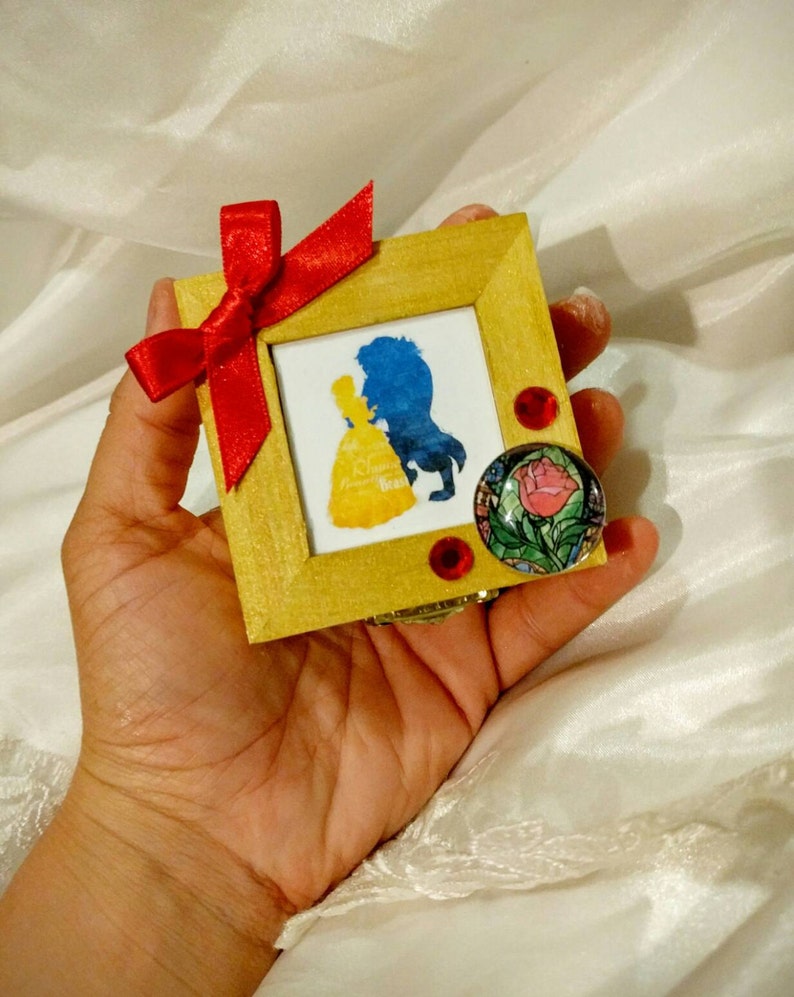 Disneys Beauty and the Beast inspired Engagement Ring Box with Quote from the movie inside 3X3 inches Customizable image 4