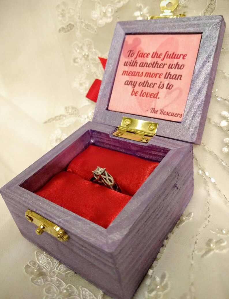 Disneys The Rescuers inspired Engagement Ring Box/ inside : To face the future with another who means more than any other is to be loved. image 2