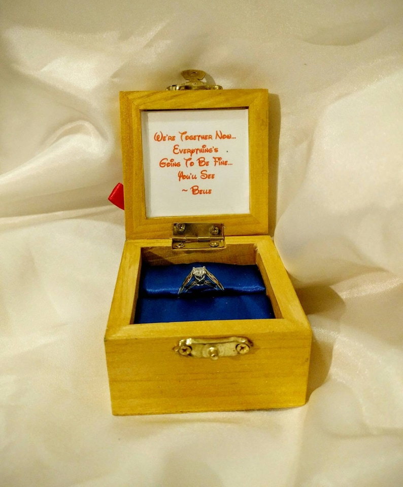 Disneys Beauty and the Beast inspired Engagement Ring Box with Quote from the movie inside 3X3 inches Customizable image 5