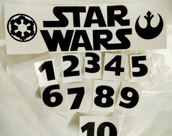 Disneys Star Wars inspired Font/Table Number Decals for Wedding Centerpieces ~ 3 inches ~ Logo w/ Jedi & First Order symbols sold separately