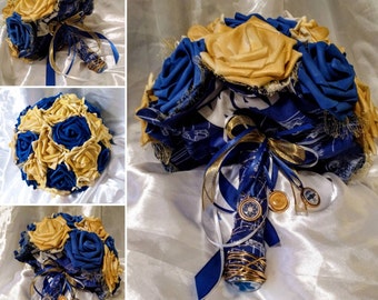 Disneys STAR WARS Gold and Blue C3PO and R2D2 Droid inspired Bouquet for Wedding ~  Multiple Sizes Available