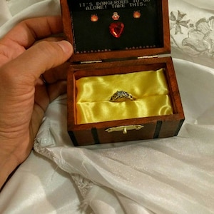 Nintendo inspired Zelda Engagement Ring Box w/ Quote inside It's Dangerous to go alone...Take this. Hand painted and made to order. image 2