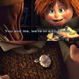 Disneys Pixar Movie UP inspired Engagement Ring Box complete with The Ellie Badge/ Movie quote inside/ Customizable image 4