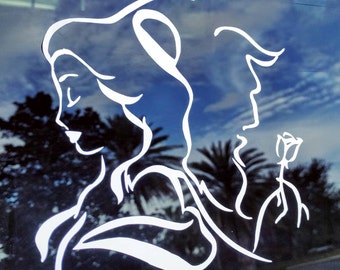 Disneys Beauty and the Beast Princess Belle and Prince Adam inspired Decals for Car/Tablet/Laptop/Wall ~ Multiple colors/Sizes :)