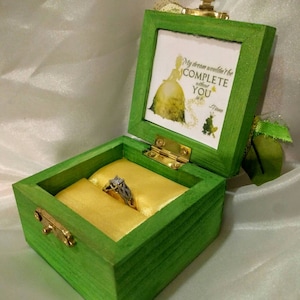 Disneys The Princess and the Frog inspired Engagement Ring Box Quote inside: My Dream Wouldn't be Complete Without You in it Customizable image 4