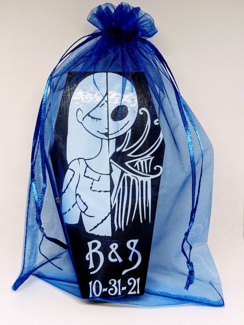 Nightmare before Christmas We Were Simply Meant to Be... Disneys Tim Burtons Jack & Sally inspired Engagement Coffin Personalized Ring box image 9