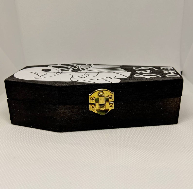 Nightmare before Christmas We Were Simply Meant to Be... Disneys Tim Burtons Jack & Sally inspired Engagement Coffin Personalized Ring box image 3