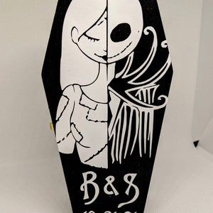 Nightmare before Christmas We Were Simply Meant to Be... Disneys Tim Burtons Jack & Sally inspired Engagement Coffin Personalized Ring box image 2