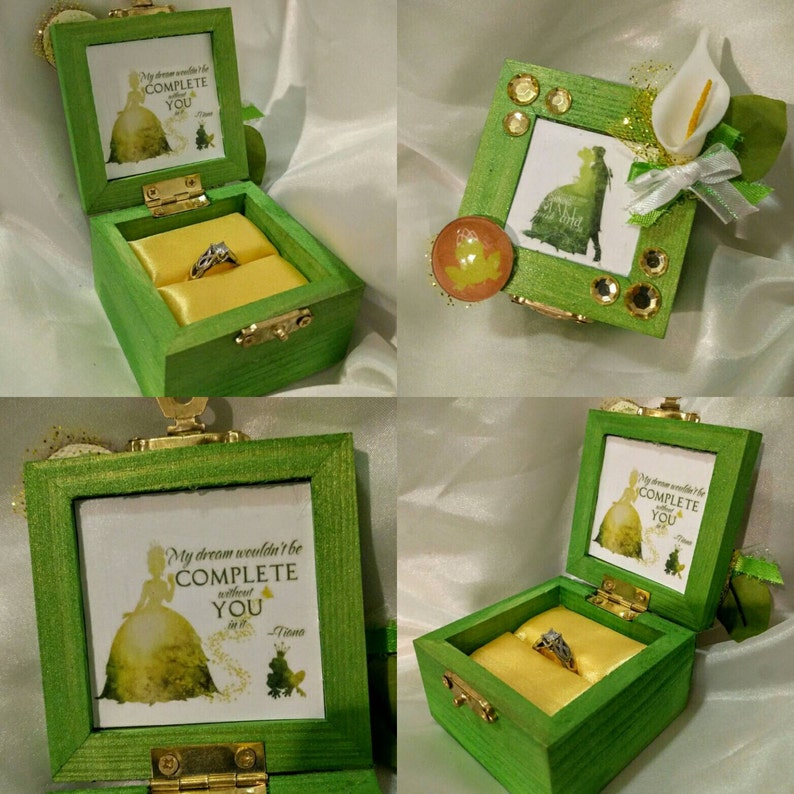 My Dream Wouldn/'t be Complete Without You in it Customizable Disneys The Princess and the Frog inspired Engagement Ring Box Quote inside