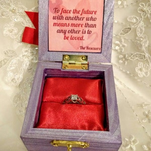 Disneys The Rescuers inspired Engagement Ring Box/ inside : To face the future with another who means more than any other is to be loved. image 5