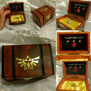 Nintendo inspired Zelda Engagement Ring Box w/ Quote inside It's Dangerous to go alone...Take this. Hand painted and made to order. image 5