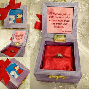 Disneys The Rescuers inspired Engagement Ring Box/ inside : To face the future with another who means more than any other is to be loved. image 1