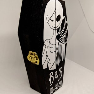 Nightmare before Christmas We Were Simply Meant to Be... Disneys Tim Burtons Jack & Sally inspired Engagement Coffin Personalized Ring box image 10