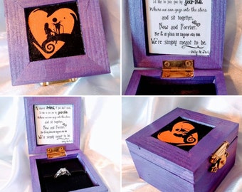 Nightmare before Christmas "We Were Simply Meant to Be" Disneys Tim Burtons Jack & Sally inspired Engagement Ring Box. Ring not included.