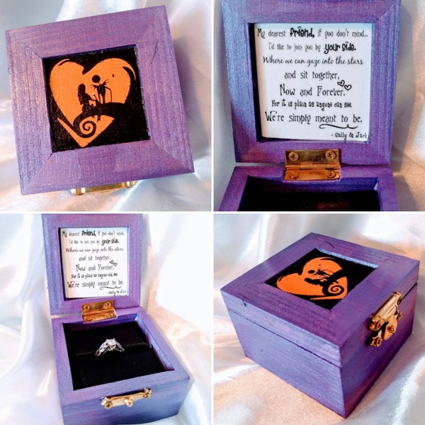 Nightmare before Christmas "We Were Simply Meant to Be" Disneys Tim Burtons Jack & Sally inspired Engagement Ring Box. Ring not included.