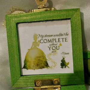 Disneys The Princess and the Frog inspired Engagement Ring Box Quote inside: My Dream Wouldn't be Complete Without You in it Customizable image 3