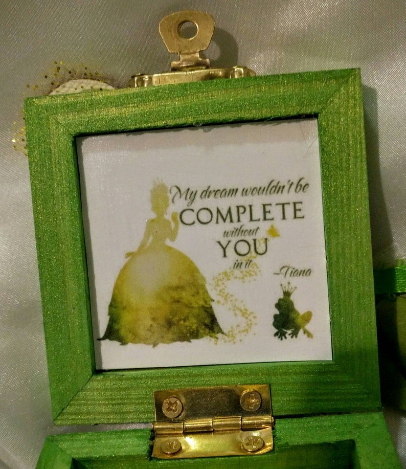 Disneys The Princess and the Frog inspired Engagement Ring Box Quote inside: My Dream Wouldn't be Complete Without You in it Customizable image 3