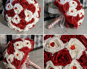 Valentine Hearts inspired Red and White Rose Bouquet