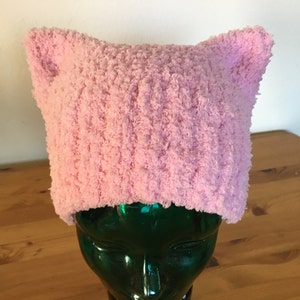 PussyHat. Classic design! Adult/child/infant  Knit. Soft, Fuzzy Pale Pink.