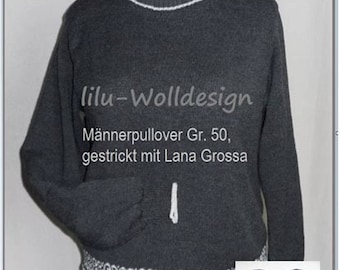 PDF Anleitung Strickmaschine Männerpullover Gr. 50/52 MS00306, Machine knitting Pattern