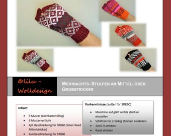 PDF Anleitung für Strickmaschine Stulpen am Grob- und Mittelstricker MS00703, Machine knitting Pattern