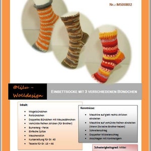 PDF instructions knitting instructions knitting machine embedding sock MS00802