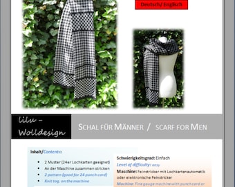 PDF Strickanleitung Strickmaschine, Knittingmachine Männer Schal, Scarf for men MS00207