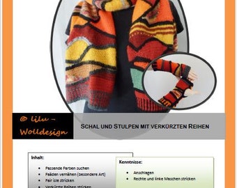 PDF pattern knitting pattern scarf with short rows H00200, knitting