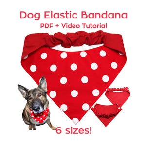 Patron de couture bandana élastique chouchou pour chien avec tutoriel vidéo - DIY collier réversible PDF