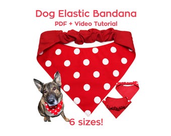 Dog Scrunchie Elastic Bandana Sewing Pattern with Video Tutorial - DIY Reversible collar PDF