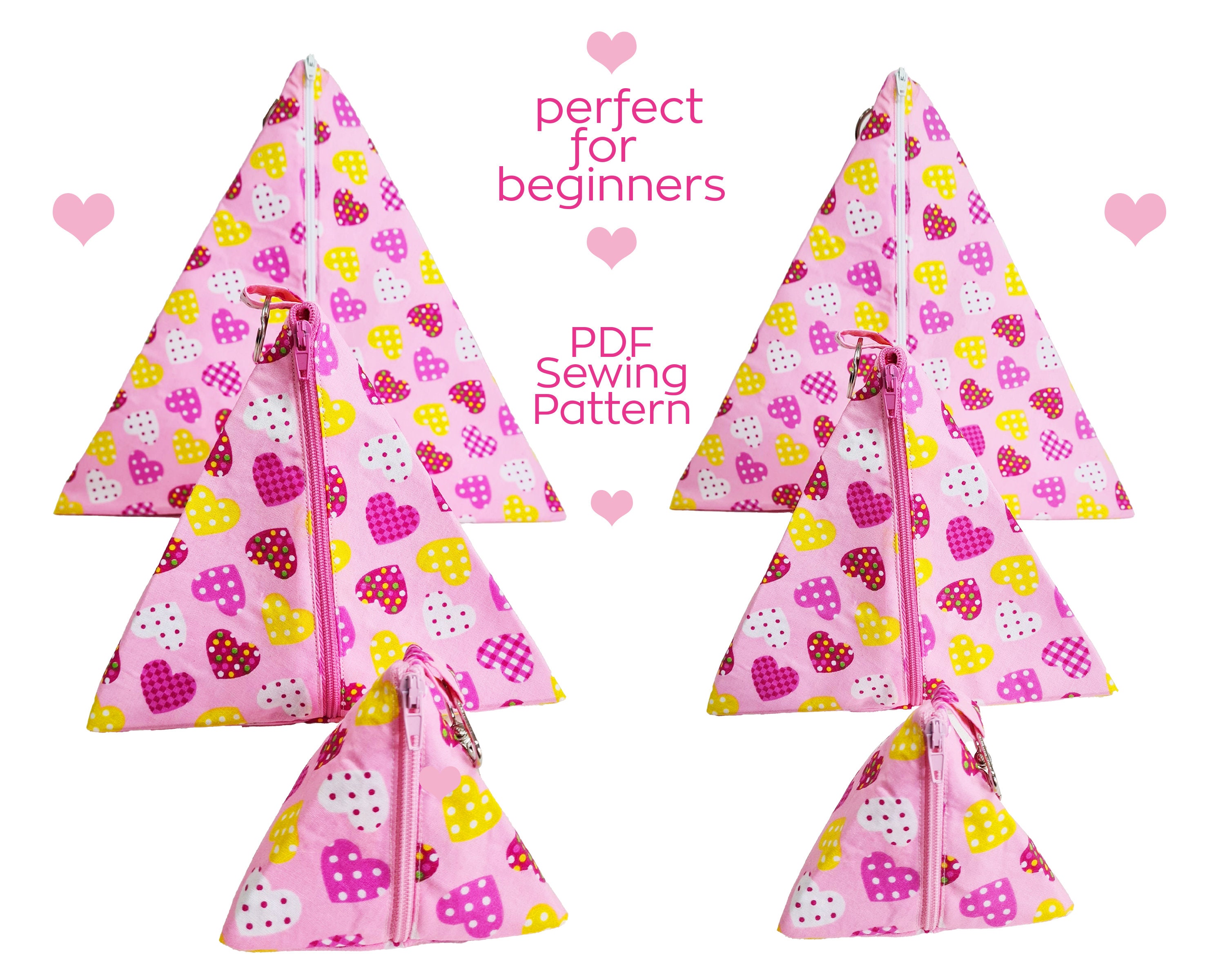 Triangle Pyramid Zipper Bag and Coin Purse PDF Sewing Pattern Set - Etsy