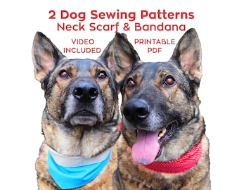 Dog Bandana and Neck Scarf Sewing Pattern PDF Set with Video Tutorial – DIY Pet Gift