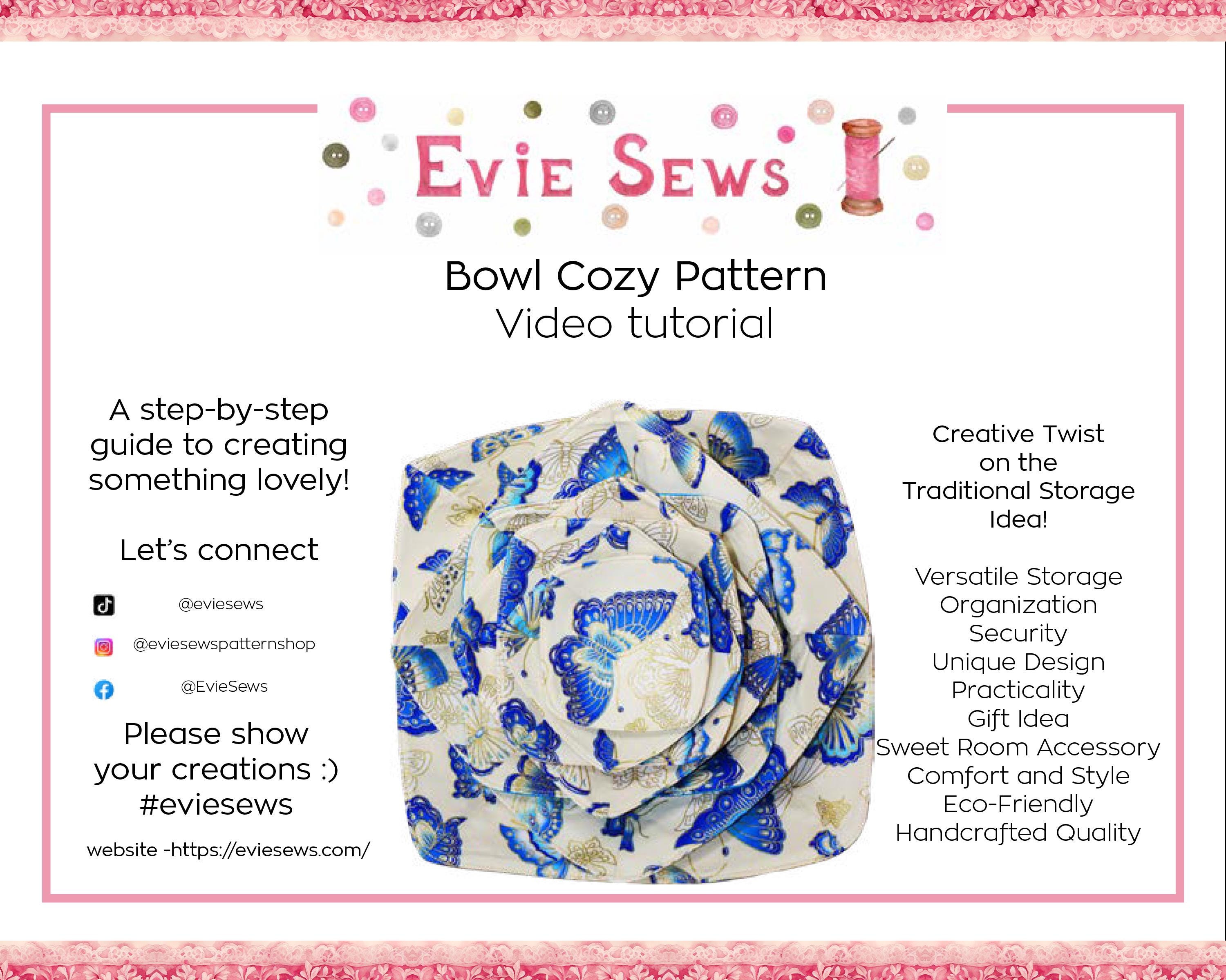 Bowl Cozy Sewing Pattern With Video Tutorial - Cricut Friendly PDF, PNG ...